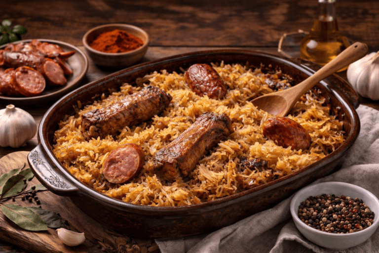 Podvarak od kiselog kupusa sa rebrima i kobasicom pečen u rerni – tradicionalni domaći recept